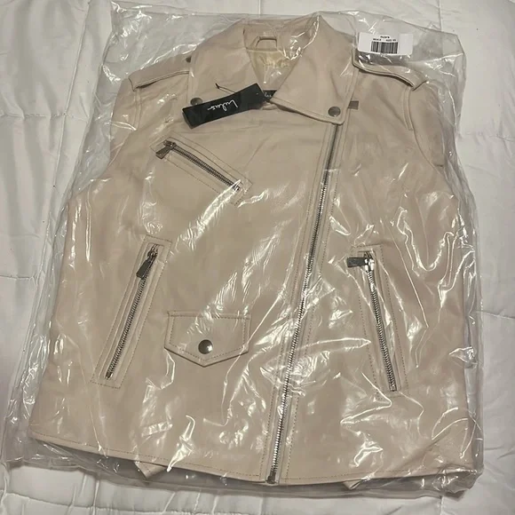 LULUS Out for the Night Beige Vegan Leather Moto Jacket - Picture 8 of 8
